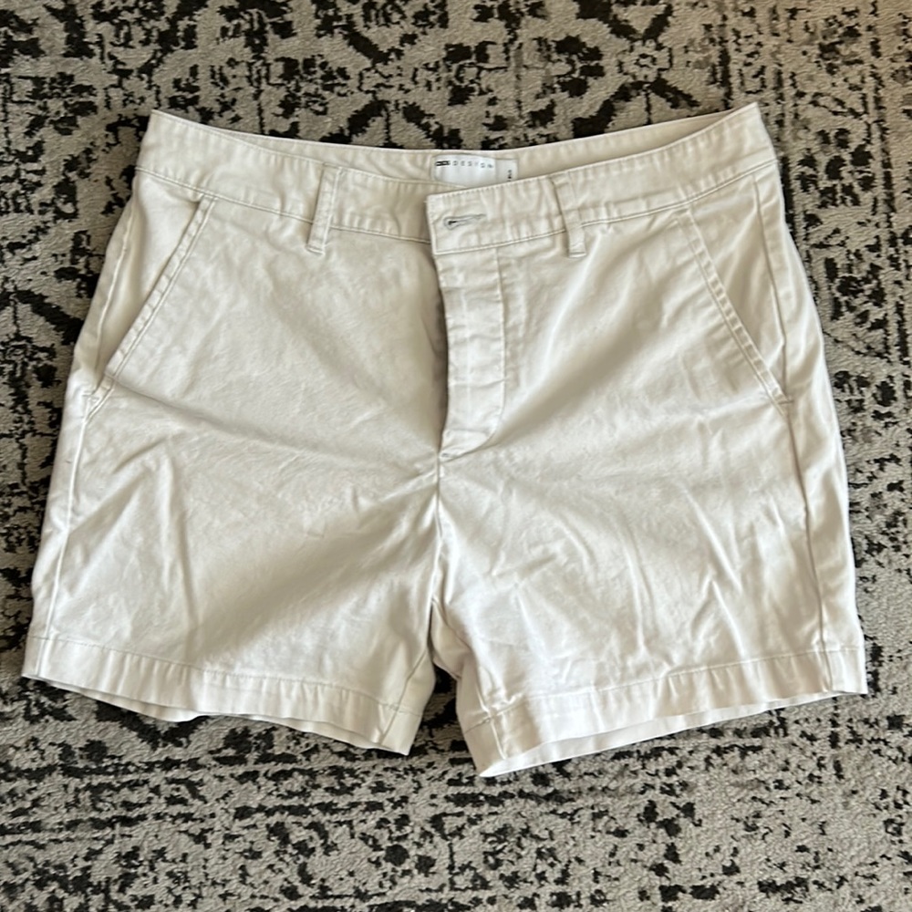 ASOS Design Flat Front Cream Shorts